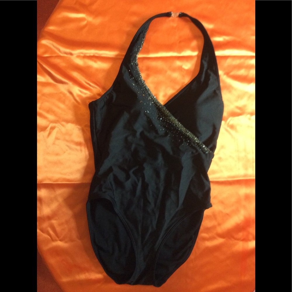 LIKE NEW Black one piece swimsuit with embellishments, bundle & save $